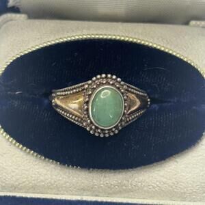 Vtg Suarti Sterling chrysophrase ring with gold accents sz 10